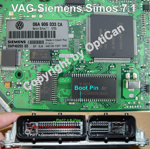Siemens Simos 7.1 (Skoda) pinout diagram 1